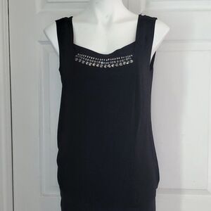 Dressbarn Metallic Sequin Women's Black Sleeveless Top - Size 1X